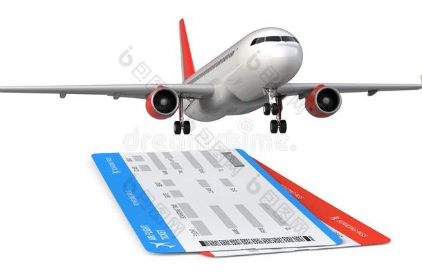 商业的飞机,客机和两个航线,天空飞行蒂克