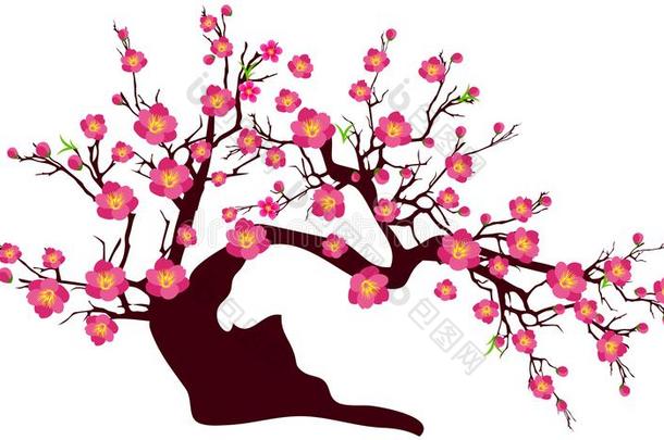 矢量樱桃花为中国人新的年和月的新的年.