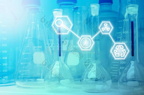 实验室研究-科学的玻璃器具类或高脚杯和scientific科学的