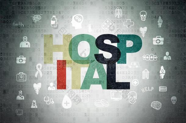 卫生保健观念:医院向数字的资料纸背景
