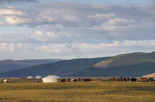 蒙古的圆顶帐篷,叫圆顶帐篷,采用一l一ndsc一pe向北方的m向goli一