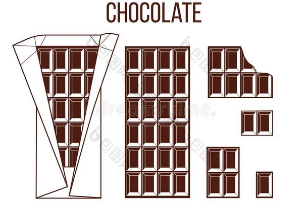 粘贴关于巧克力,粘贴关于黑暗的巧克力.全部的,被咬了,块