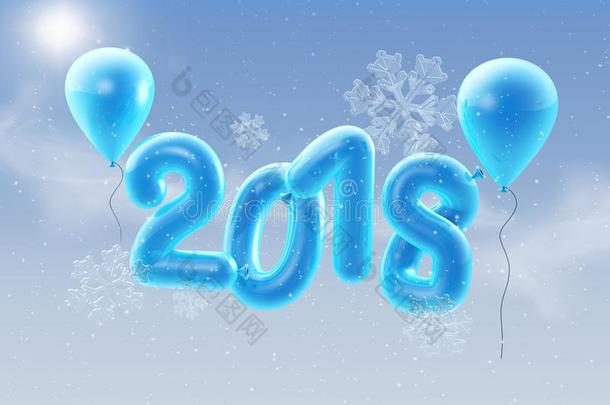 <strong>2018幸福</strong>的新的年气球.<strong>幸福</strong>的新的年背景和blue蓝色