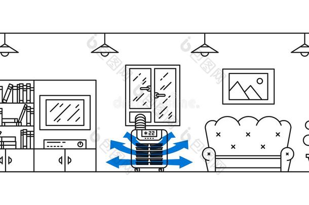 家庭的地面天空调节器矢量说明
