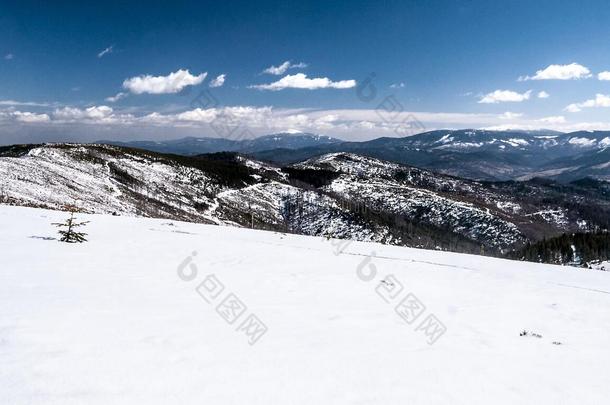 冬贝斯基德山山全景画从马古尔卡威尔士的小山采用