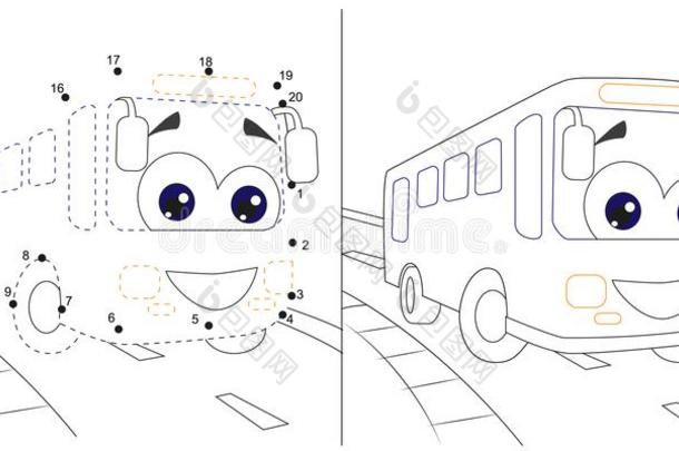 公共汽车.算术游戏为孩子们.点向点教育的小孩游戏w