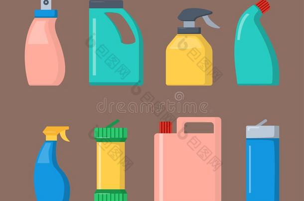 瓶子关于家庭化学药品日用品清洁家务劳动