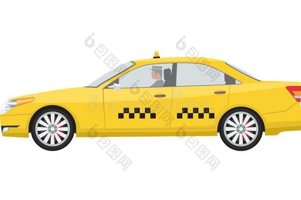 黄色的勒克斯和veryimportantpeople非常重要的人出租车汽车和出租车驾驶员和制服.