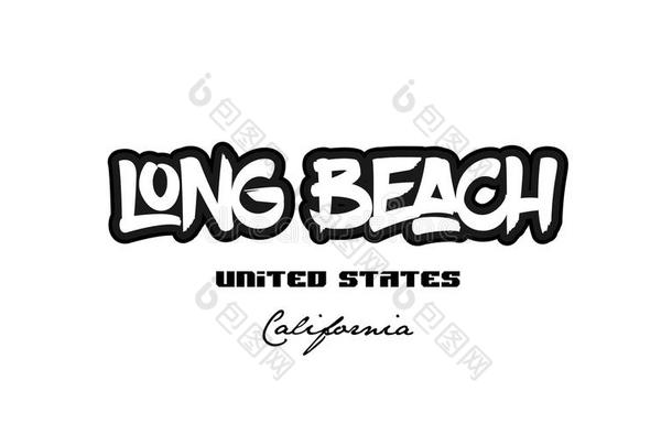 统一的国家长的海滩美国加州城市格雷菲蒂字体打字