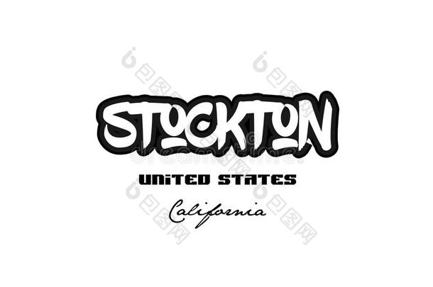 统一的国家斯托克顿住所名称美国加州城市格雷菲蒂字体凸版印刷术