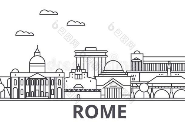 罗马建筑学线条sky线条说明.直线的矢量城市