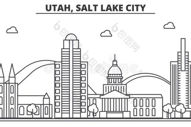 犹他州,盐湖城市建筑学线条sky线条说明.linear直线的