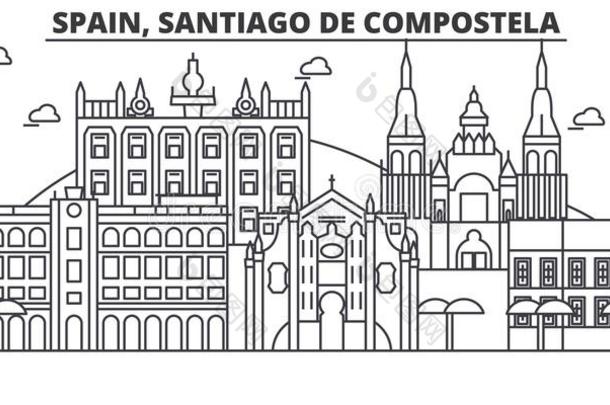 西班牙,圣地亚哥demand需要孔波斯特拉建筑学线条sky线条厄斯特拉
