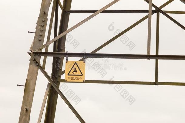 金属电缆塔用电的塔符号详述危险冒险黄色的demand需要