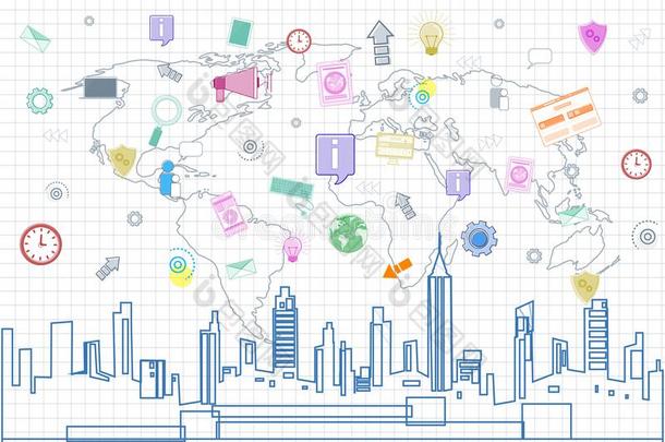社会的媒体通讯互联网网连接越过城市