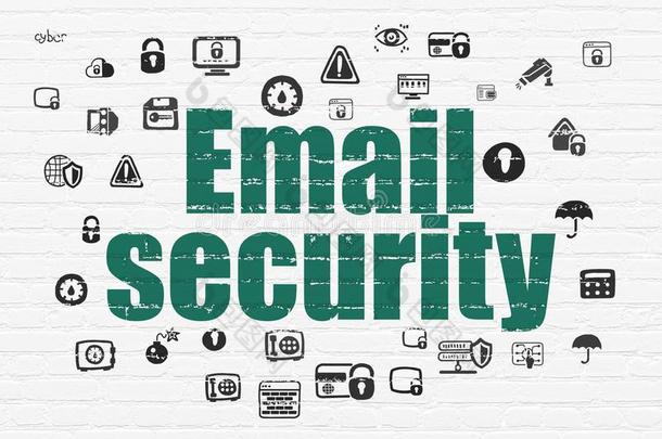保护观念:电子邮件安全向墙背景