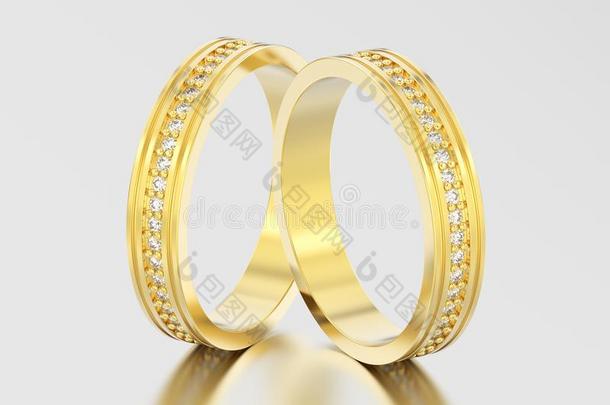 3英语字母表中的第四个字母说明两个黄色的金订婚婚礼带钻石