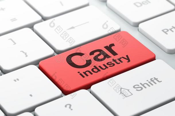 工业观念:汽车工业向计算机键盘背景