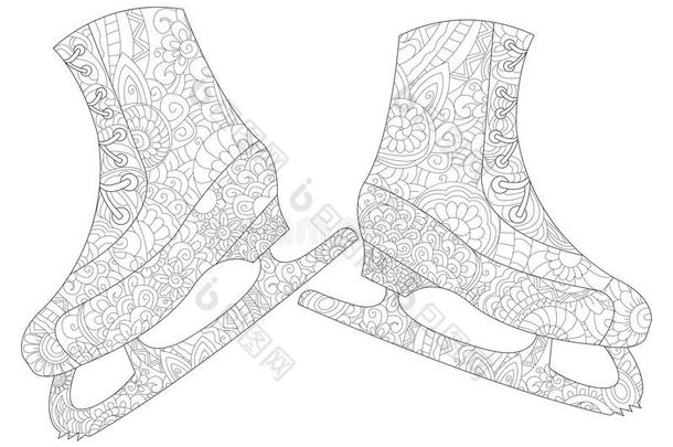 一一副关于溜冰鞋色彩光栅为成年的人或动物