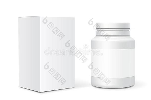 医学空白的塑料制品瓶子包装盒.