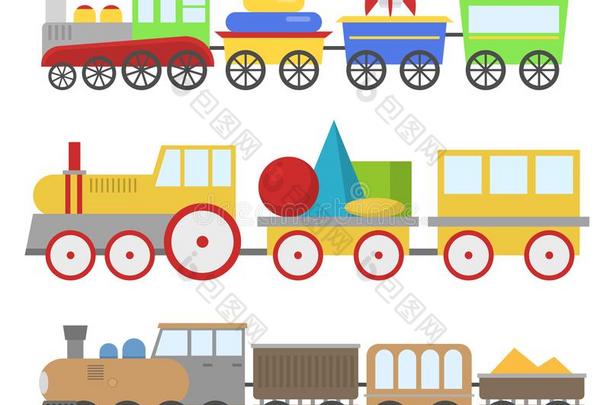 漫画玩具火车矢量铁路和漫画运输游戏乐趣