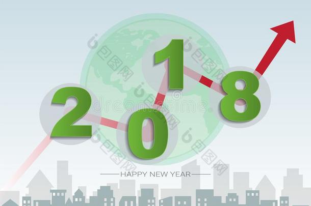 2018幸福的新的年观念,象征关于开始和庆祝活动