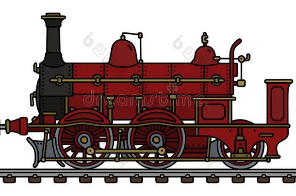 历史的红色的蒸汽火车头