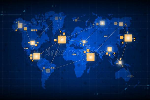 抽象的世界地图网络化连接数字的技术观念波黑