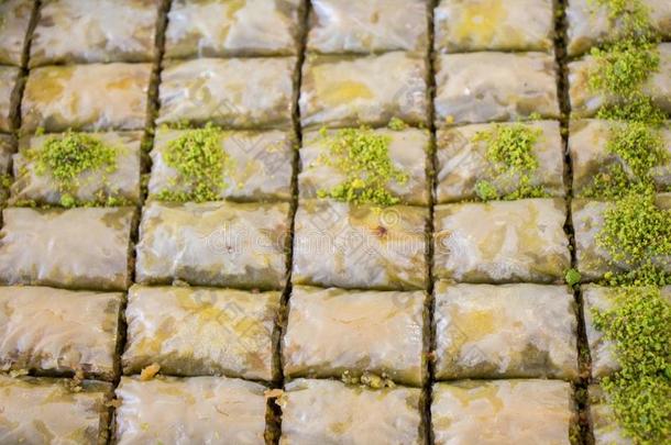 土耳其的传统的蜜糖果仁千层酥沙漠在指已提到的人交易