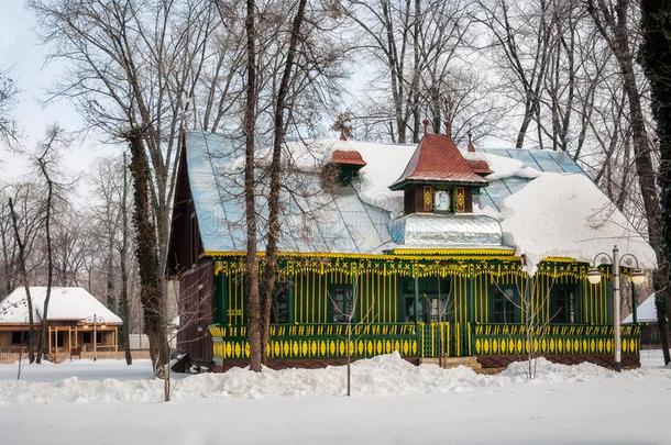 富有色彩的老的传统的罗马尼亚人房屋采用w采用ter