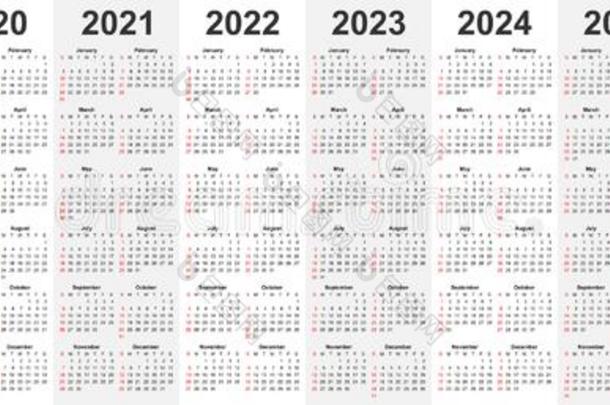 日历样板放置为2018,2019,2020,2021,2022,2023,20