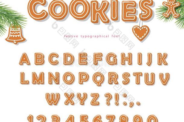 圣诞节姜饼饼干字体.饼干文学和算术.