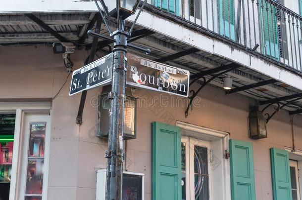 波旁威士忌大街符号采用新的奥尔良,路易斯安那,美利坚合众国