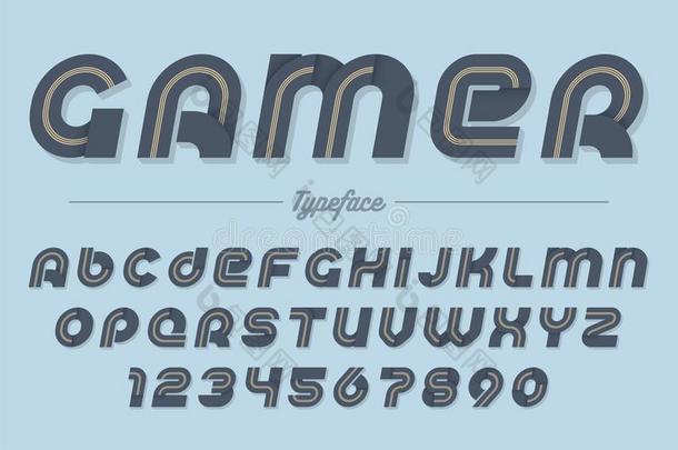 电脑游戏玩家矢量装饰的斜体的字体设计,字母表,字体,