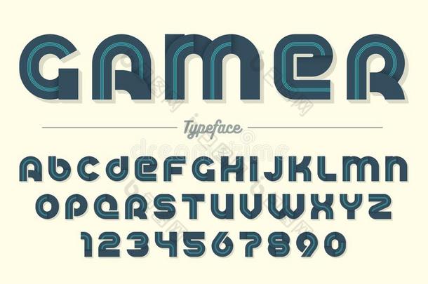 电脑游戏玩家矢量装饰的字体设计,字母表,字体,打字