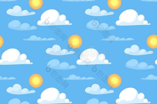 天气多云的夏蓝色天太阳模式季节设计希尔斯