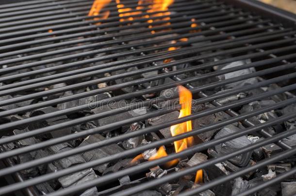 烤架烧烤磨碎.barbecue吃烤烧肉的野餐,火,木炭