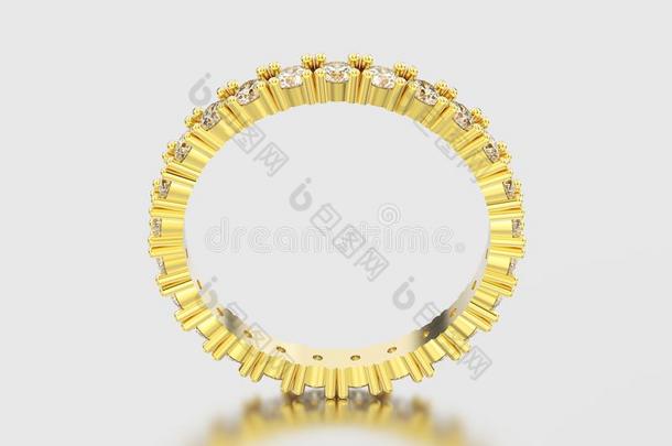 3英语字母表中的第四个字母说明黄色的金永恒带钻石戒指和reflection反射