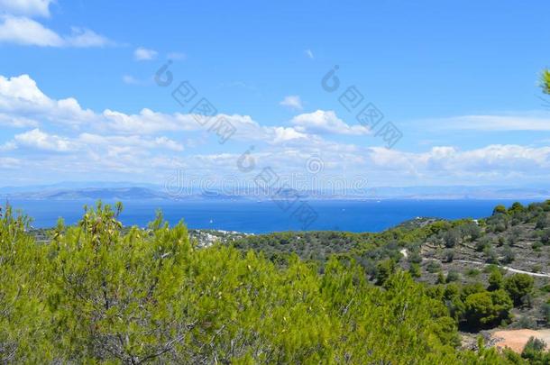海上风景向埃伊那岛岛采用希腊