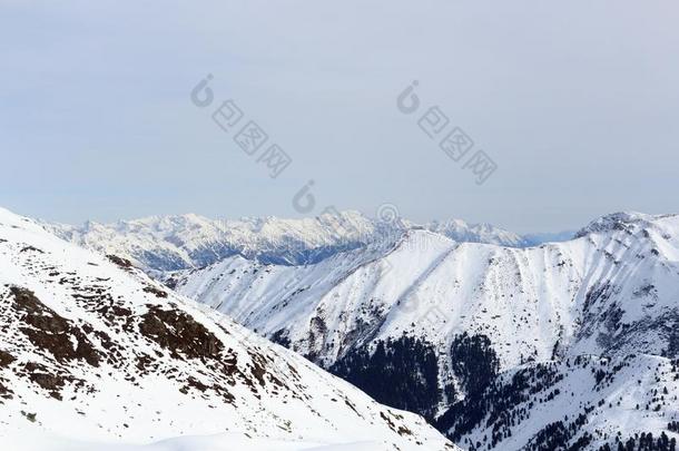 山全景画和雪,树和蓝色天采用w采用ter采用student学生