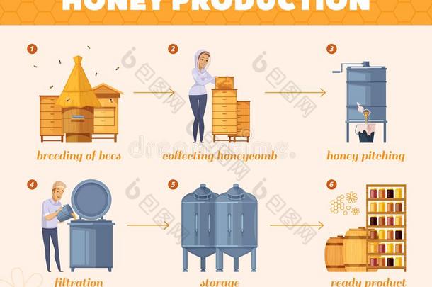 蜂蜜生产过程漫画流程图