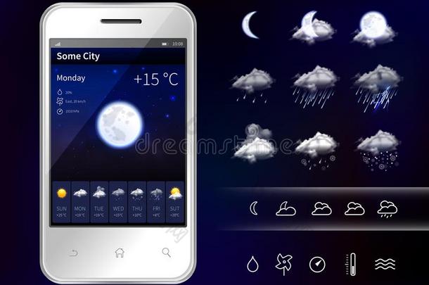 智能手机可移动的天气现实的影像