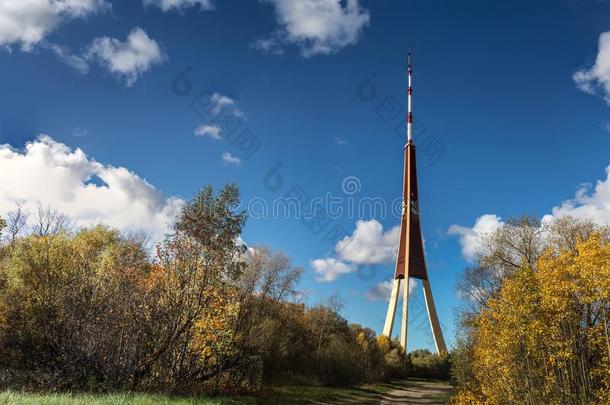 television电视机塔在的时候秋时间采用里加里加湾,拉脱维亚