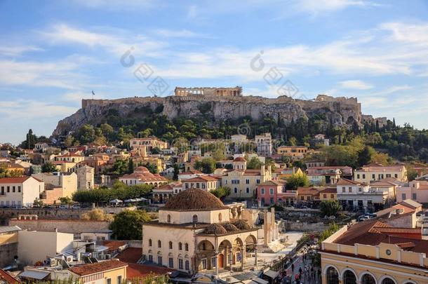 雅典,<strong>希腊</strong>.古<strong>希腊</strong>城市的卫城<strong>岩石</strong>和莫纳斯蒂拉基正方形