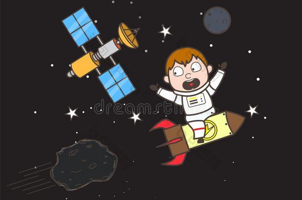 漫画俄国宇航员恐惧的向小行星Vec向r说明