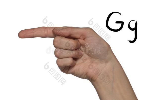 字母表为聋的-静音人和手手势和一数字英语字母表的第12个字母