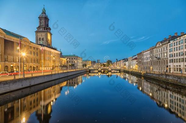 城市风光照片关于哥特堡从大的海港运河
