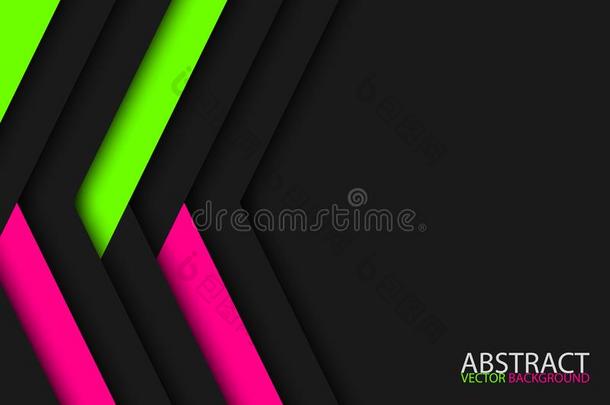 现代的黑暗的抽象的背景和粉红色的和绿色的条纹