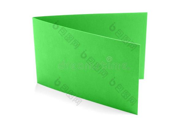 两个<strong>折叠</strong>绿色的<strong>卡片</strong>向白色的背景.