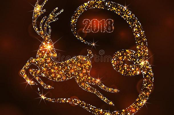 圣诞<strong>节</strong>光鹿为幸福的新的年,<strong>跑步</strong>成年牡鹿.奢侈波黑